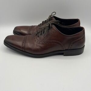 Johnston & Murphy Handcrafted in Italy Leather Cap Toe Oxford Brogue Lace Up 9.5